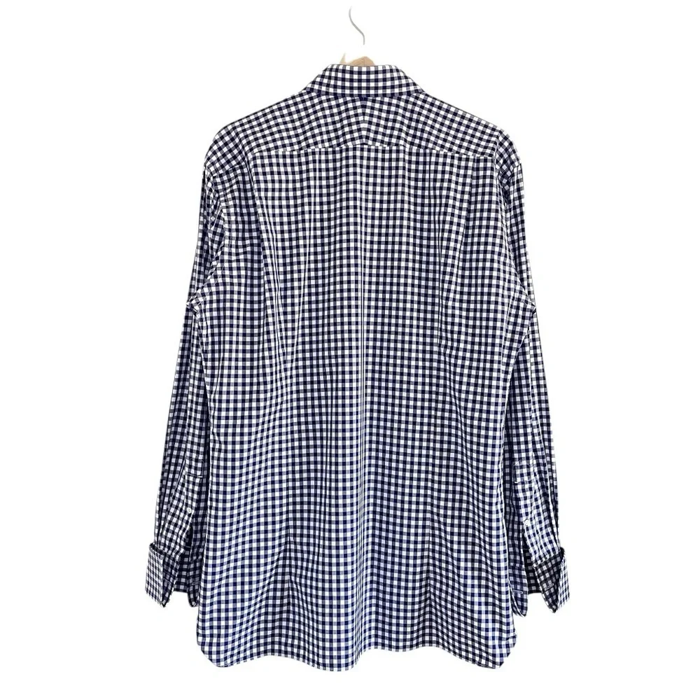 Tom Ford Men’s Slim Fit Gingham Check French Cuff Dress Shirt Blue 43 EU 17 US - Picture 2 of 16
